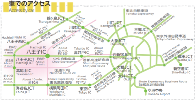 車での八王子への行き方